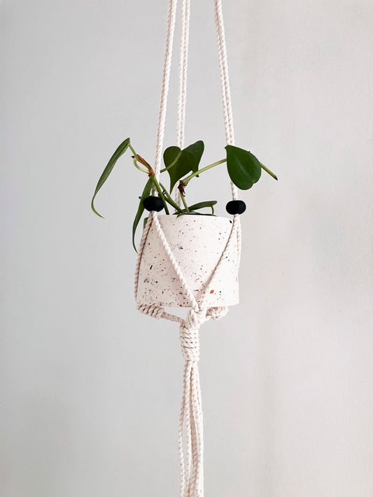Hanging planter with terracotta balls