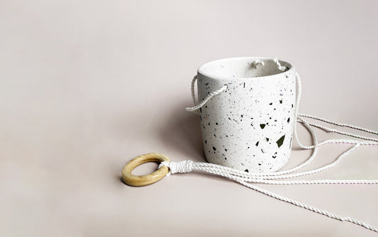 Hanging pot with terrazzo patterns - Custom made